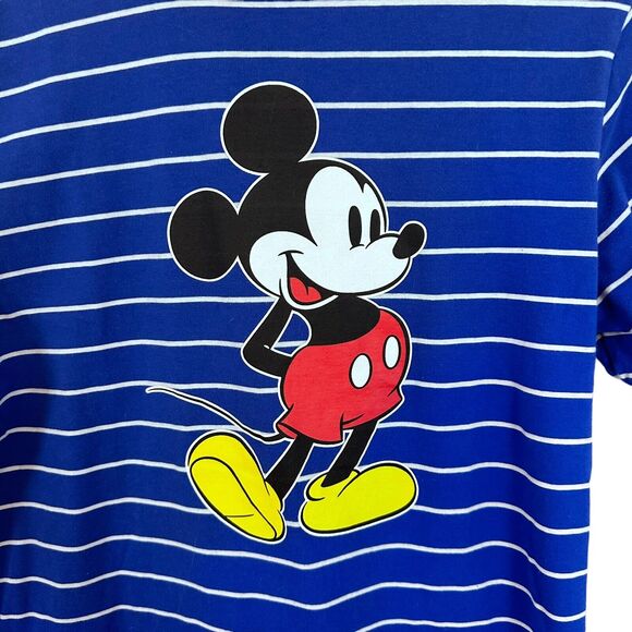 Disney Mickey Mouse Classic T Shirt for Adults Striped Blue White Size Medium - Picture 3 of 6